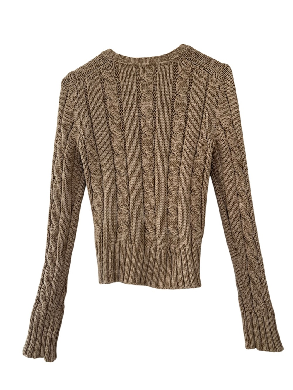 Old Navy Cable Knit Button Front Cardigan Sweater Tan M - Picture 3 of 7